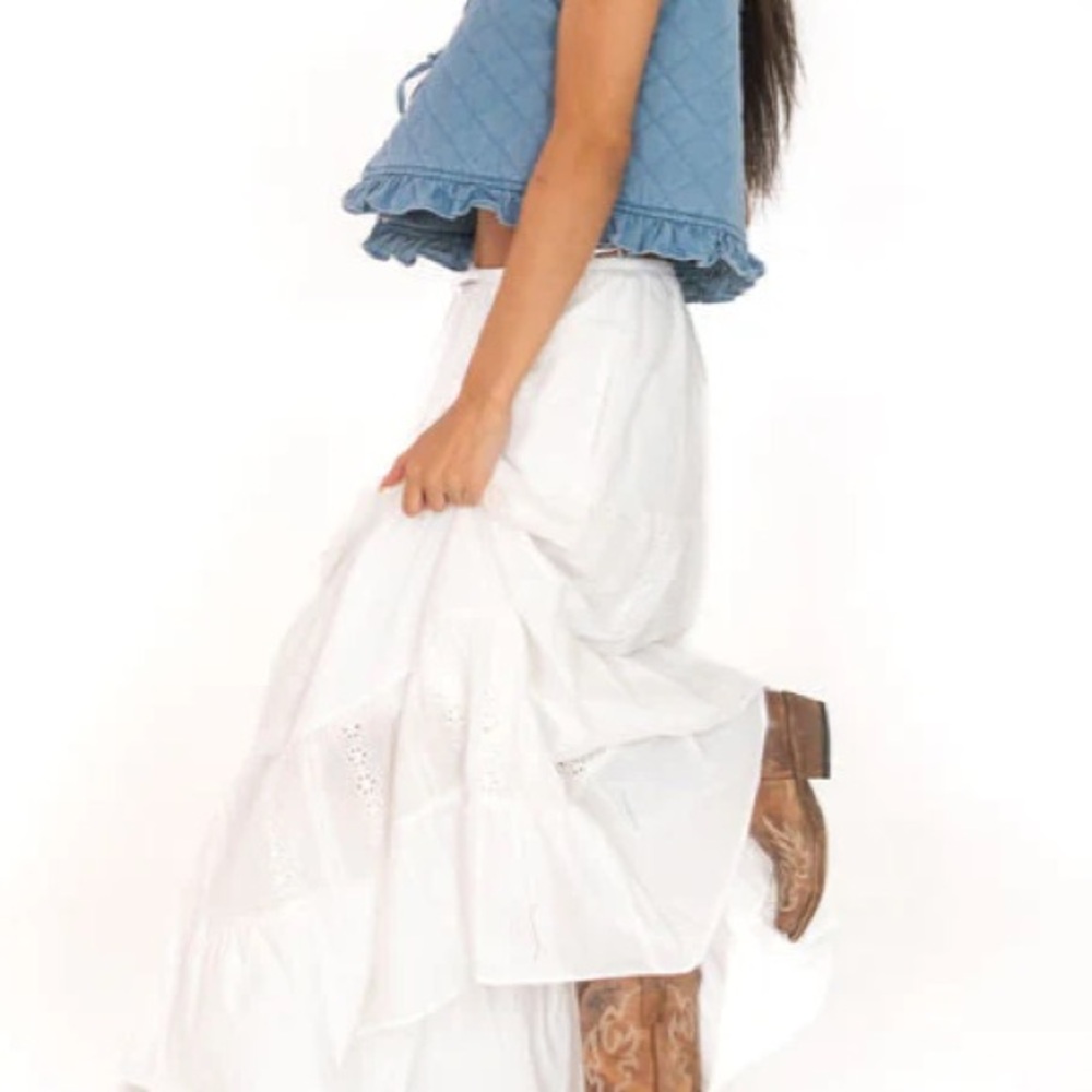 Polagram White Maxi Skirt, Plus Size Available. NWT